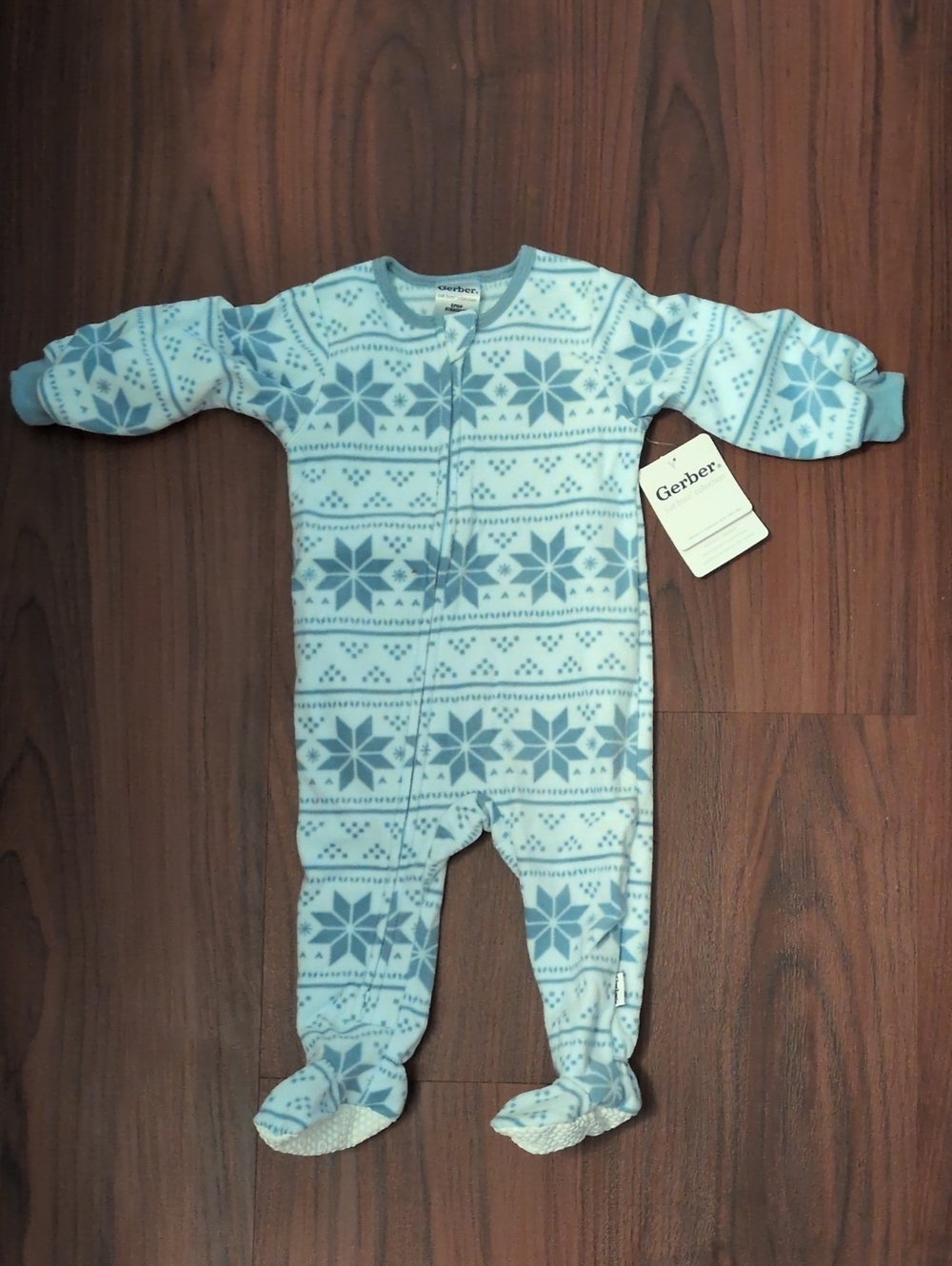 Gerber Blue Snowflake Fleece Footed One-Piece
